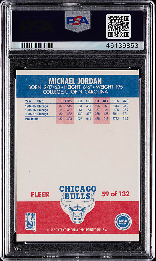 1987-1988 Fleer Basketball #59 Michael Jordan PSA NM-MT 8