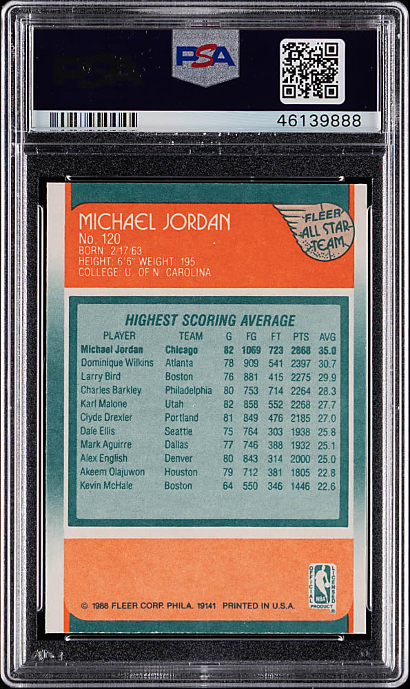 1988-1989 Fleer Basketball #120 Michael Jordan All-Star PSA MINT 9