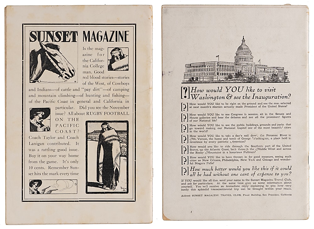 1906 & 1908 Stanford vs. California Football Program Pair