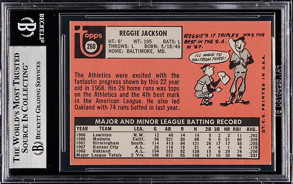 1969 Topps #260 Reggie Jackson Rookie BVG EX-MT 6