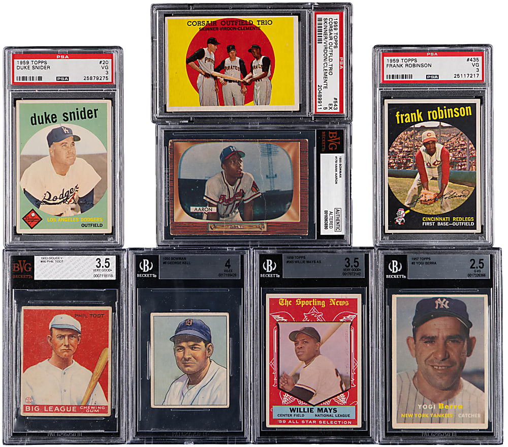 1933-1962 Hall of Fame & Star Graded Collection (14) with Aaron, Clemen & Mays