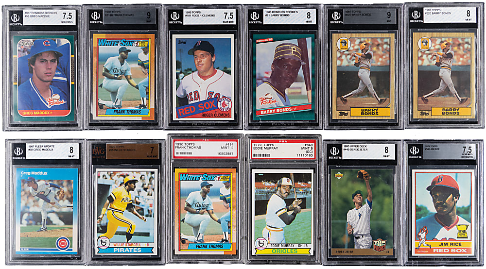 1970-1999 Hall of Fame, Star & Rookie Graded Collection (58) with 1975 Topps #228 George Brett Rookie BVG NM 7