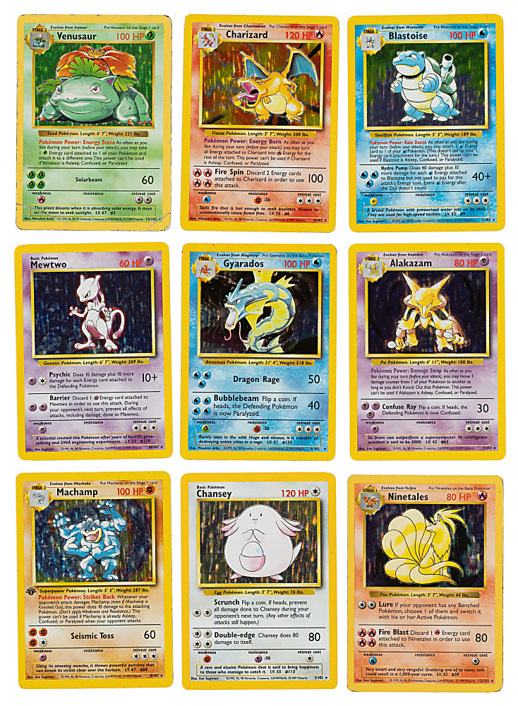 1999 Pokémon Base Set Complete Set (100) Plus (2) Shadowless Holographics