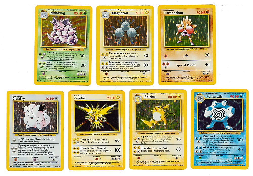 1999 Pokémon Base Set Complete Set (100) Plus (2) Shadowless Holographics
