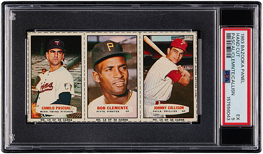 1963 Bazooka Hand Cut Panel #13 Pascual/#14 Clemente/#15 Callison PSA EX 5
