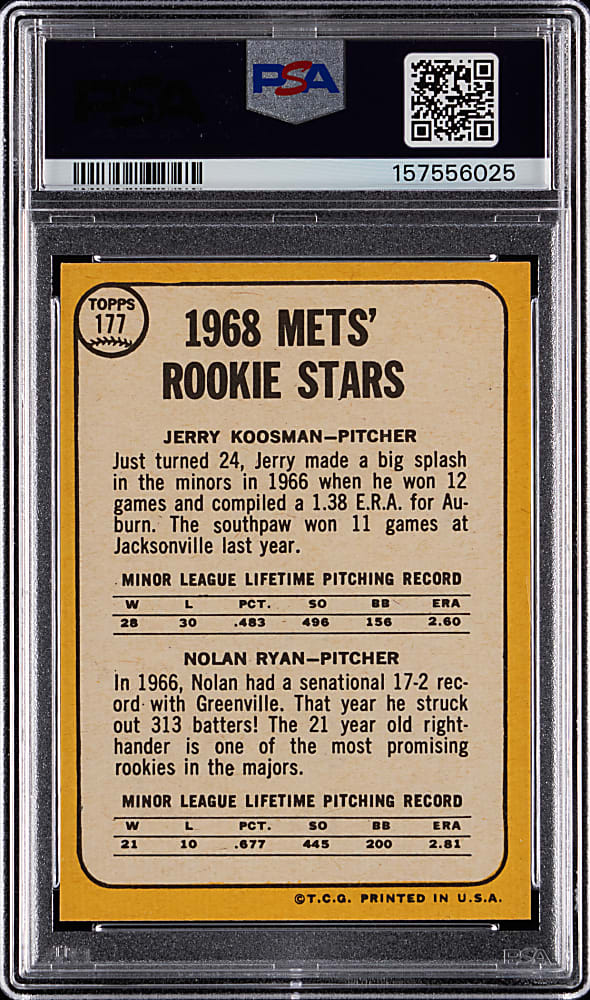1968 Topps #177 Nolan Ryan Rookie PSA EX 5