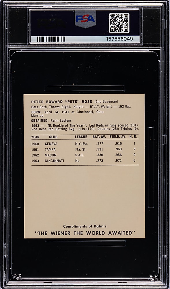 1964 Kahn's Weiners Pete Rose PSA VG-EX 4