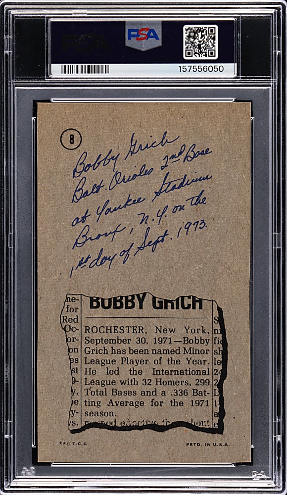 1974 Topps Deckle Edge Proof #8 Bobby Grich Gray Back PSA Authentic - Only Graded!