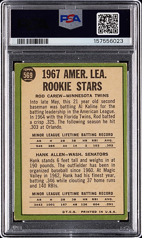 1967 Topps #569 Rod Carew Rookie High Number PSA GOOD+ 2.5