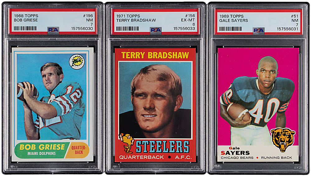1968-1971 Topps Football Hall of Fame PSA Graded Trio with Terry Bradshaw & Bob Griese Rookies