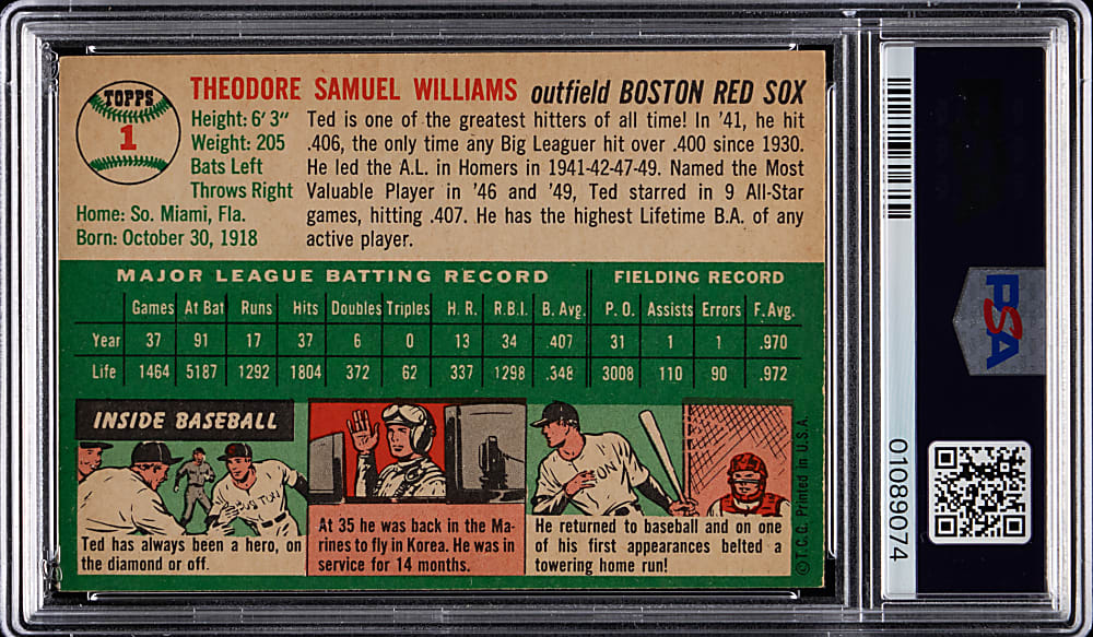 1954 Topps #1 Ted Williams PSA NM 7