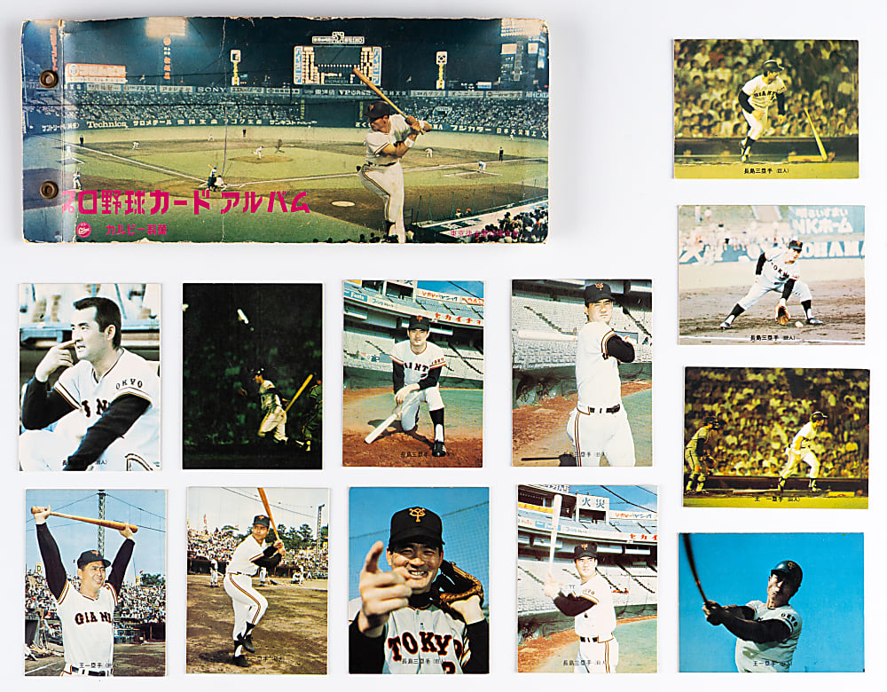 1973 Calbee Japanese Baseball Collection (50) with (49) Total Cards Including (4) Sadaharu Oh & (8) Shigeo Nagashima Plus Card Album