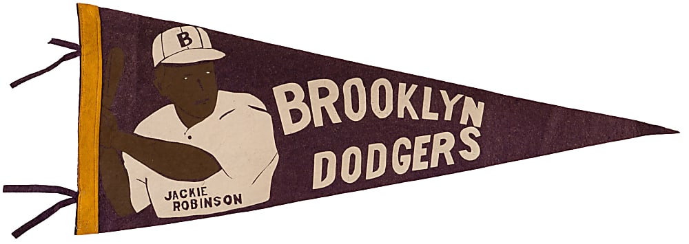 Exceedingly Rare 1947 Jackie Robinson Brooklyn Dodgers Pennant