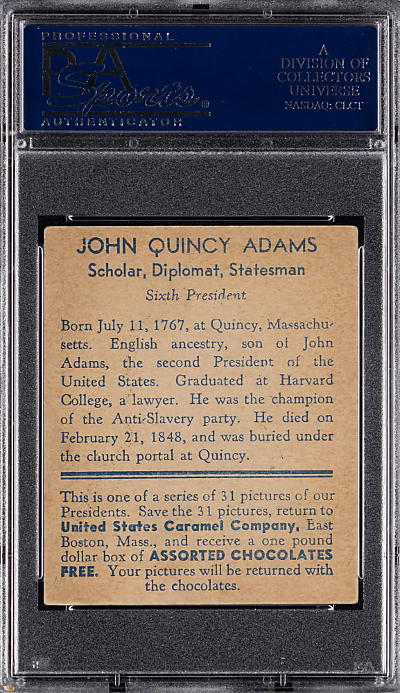 1932 U.S. Caramel Presidents John Quincy Adams PSA VG-EX 4