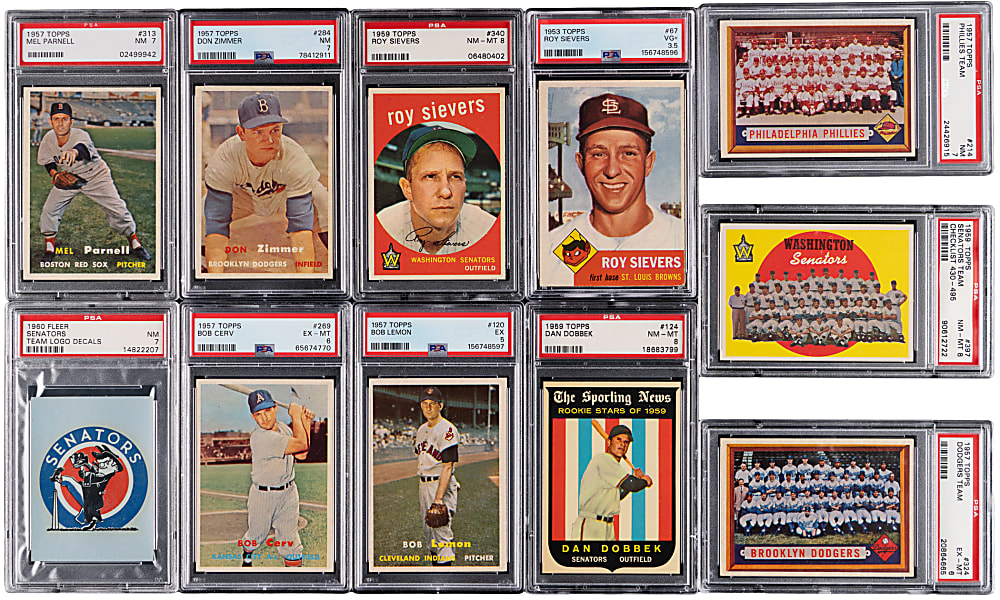 1953-1960 Topps & Fleer PSA Graded Collection (23) with Brooklyn Dodgers