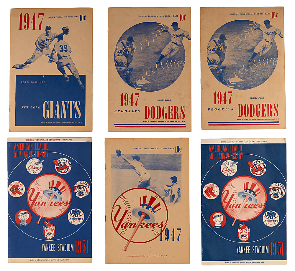 1947-1957 New York Yankees/New York Giants/Brooklyn Dodgers Program Collection (43) with Mantle, DiMaggio, Mays & Robinson