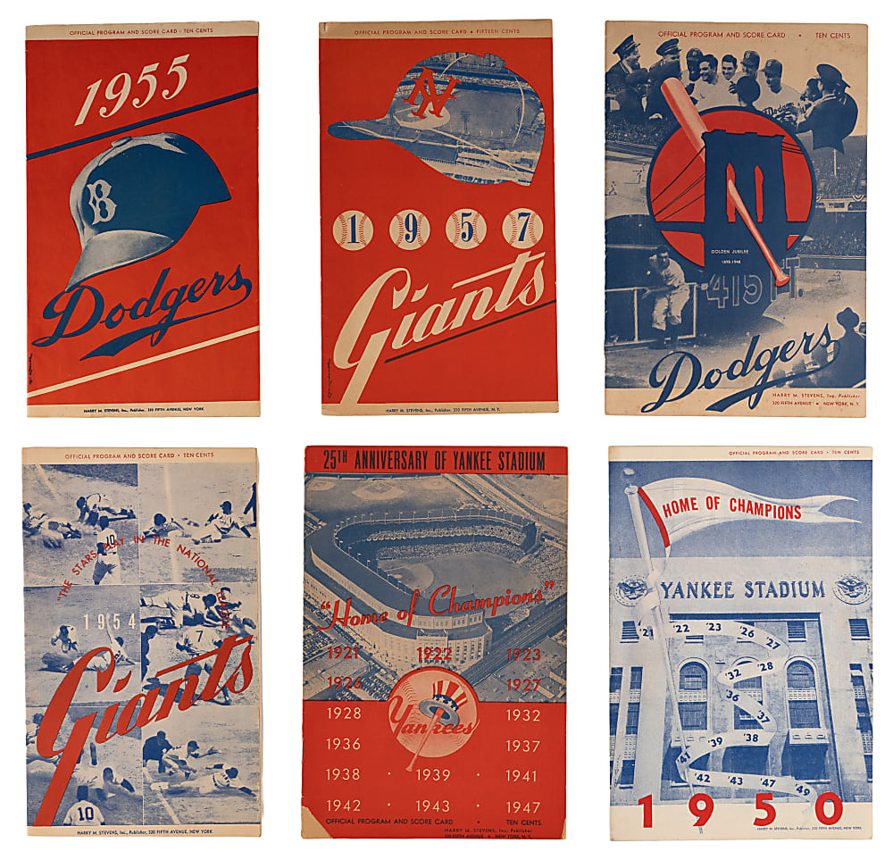 1947-1957 New York Yankees/New York Giants/Brooklyn Dodgers Program Collection (43) with Mantle, DiMaggio, Mays & Robinson