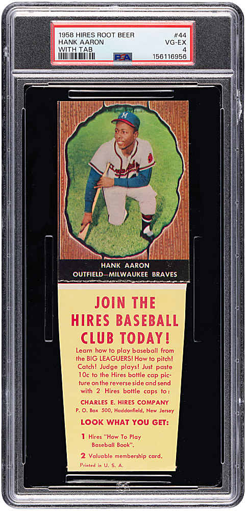 1958 Hires Root Beer #44 Hank Aaron with Tab PSA VG-EX 4