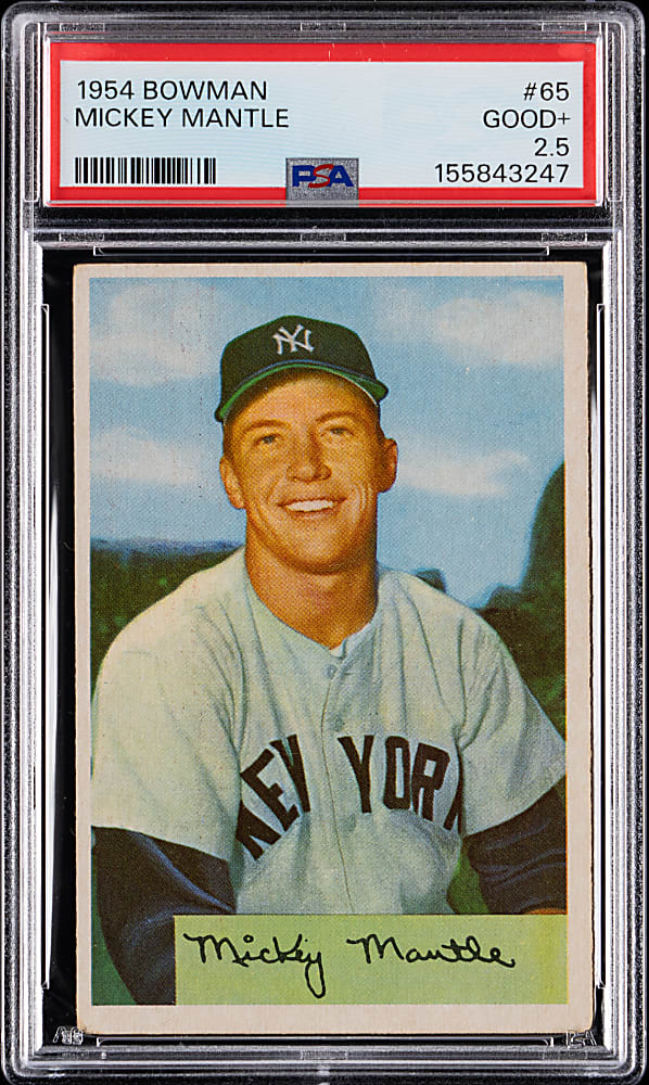 1954 Bowman #65 Mickey Mantle PSA GOOD+ 2.5