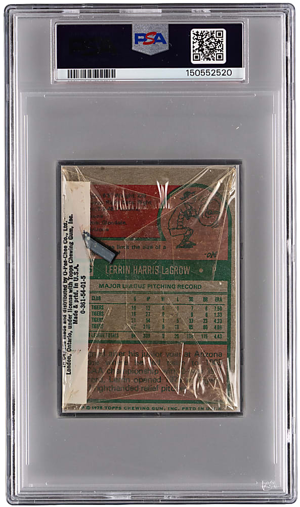 1975 Topps Unopened Cello Pack PSA NM 7