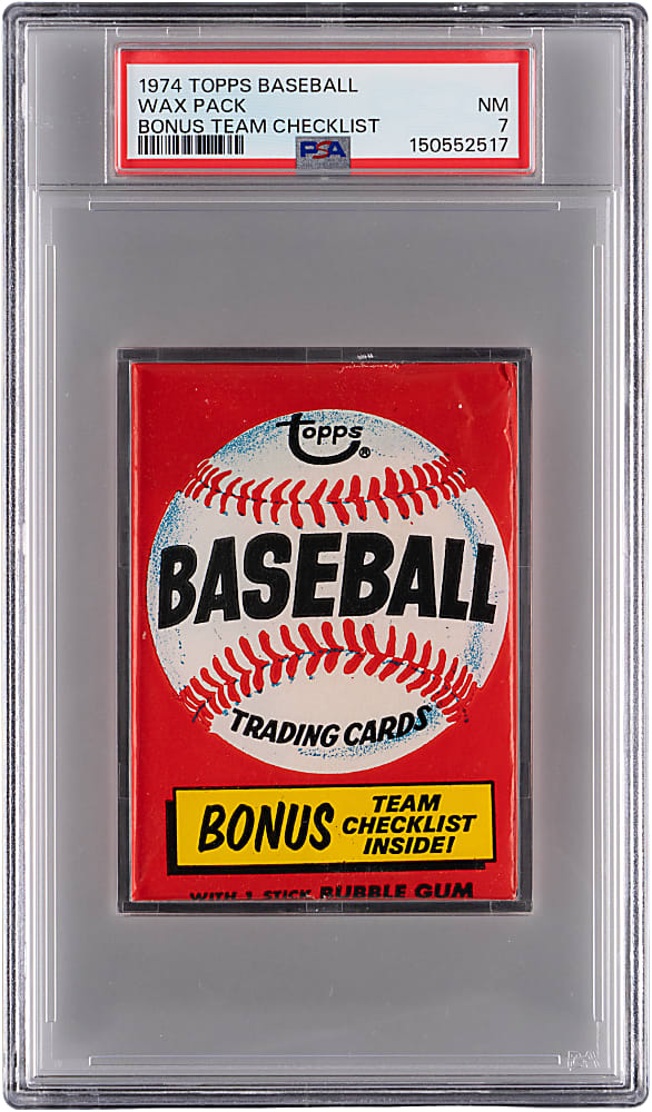 1974 Topps Unopened Wax Pack with Bonus Team Checklist PSA NM 7