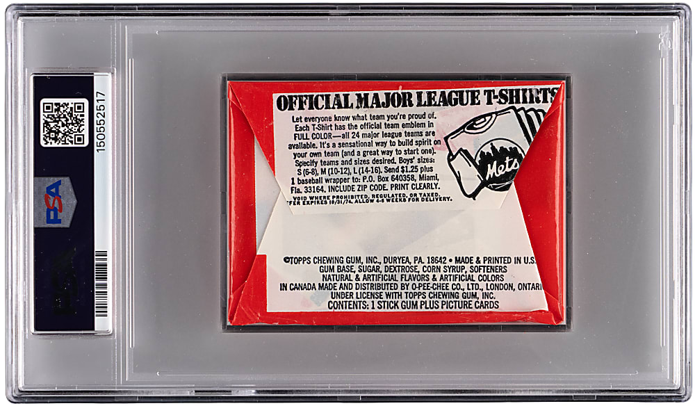 1974 Topps Unopened Wax Pack with Bonus Team Checklist PSA NM 7