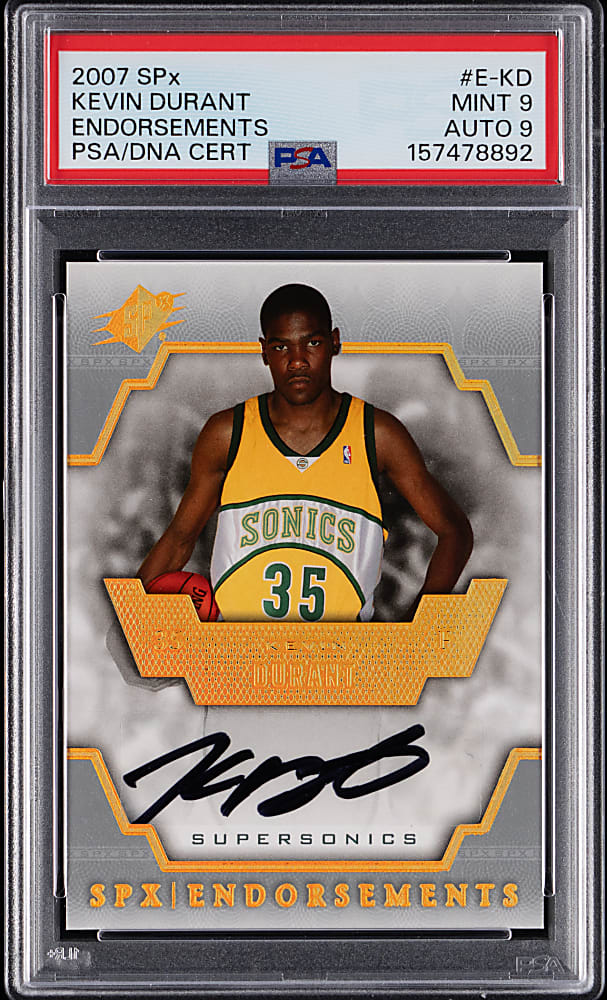 2007-2008 SPx Basketball Endorsements Kevin Durant Signed Rookie PSA MINT 9/Auto 9