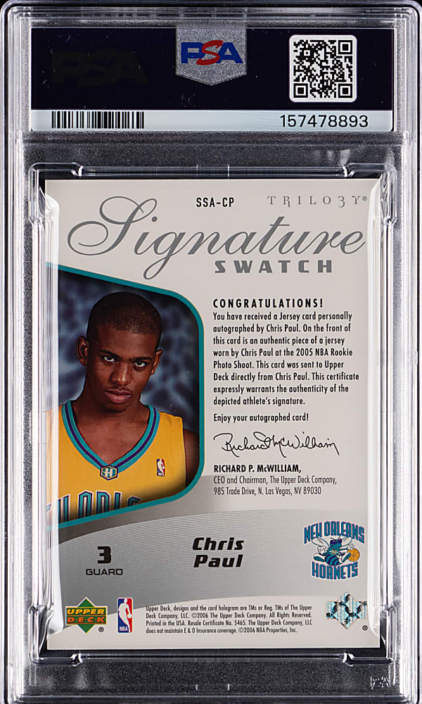 2005-2006 UD Trilogy Basketball Signature Swatch Chris Paul Autographed Rookie #/25 PSA MINT 9/Auto 10