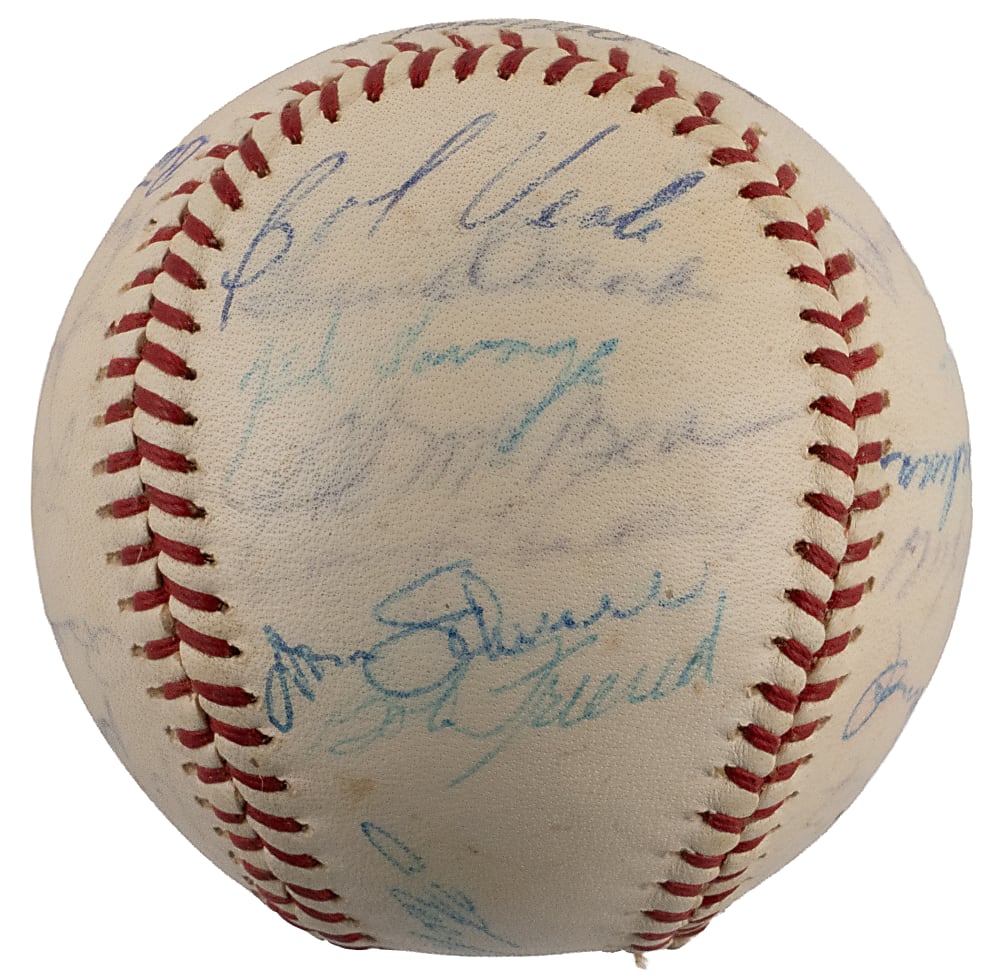 1963 Pittsburgh Pirates Team-Signed ONL/Giles Baseball with (25) Signatures Including Roberto Clemente, Bill Mazeroski, Willie Stargell (Rookie Year) Plus Full JSA LOA