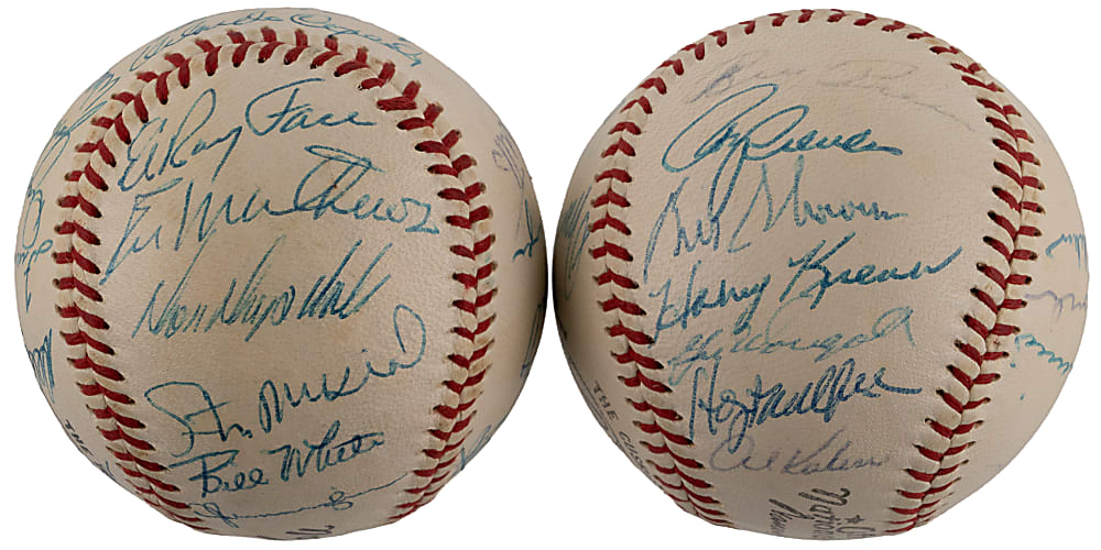 1959 MLB Second All-Star Game Team-Signed Baseballs (2) with American & National League Teams - Individual JSA LOAs - Plus Program