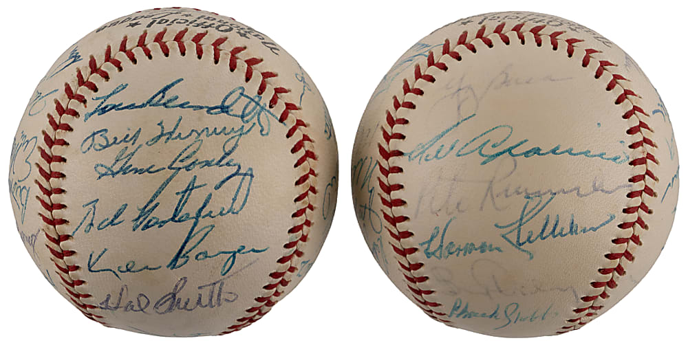 1959 MLB Second All-Star Game Team-Signed Baseballs (2) with American & National League Teams - Individual JSA LOAs - Plus Program