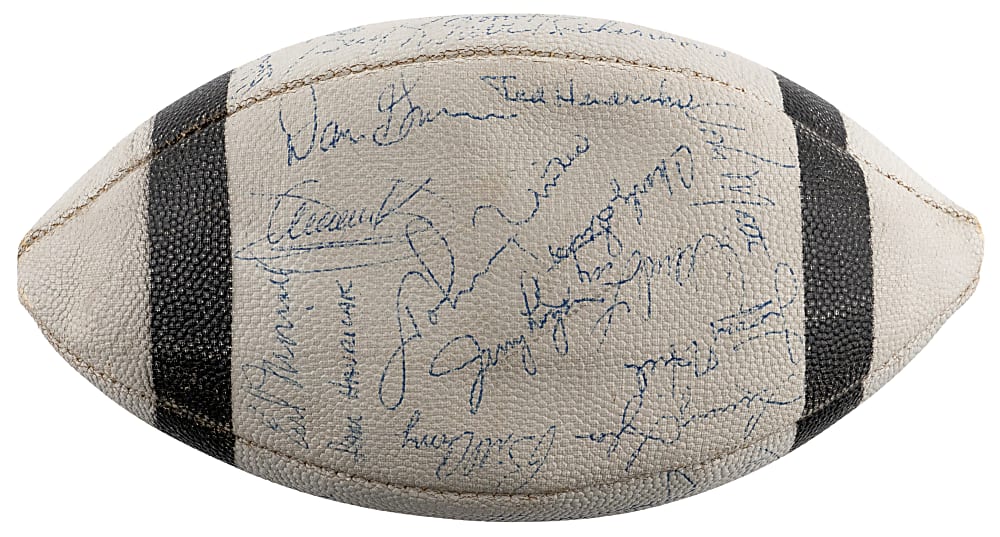 1969 Baltimore Colts Team-Signed Spalding Johnny Unitas Signature Model Football - (33) Signatures with Unitas, Mackey & Rookie Year Hendricks - PSA LOA