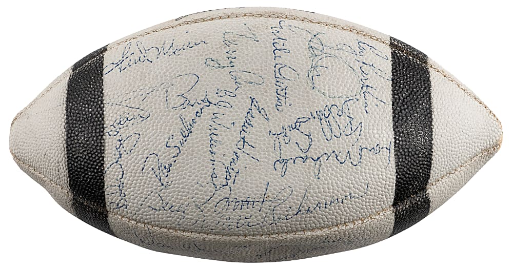 1969 Baltimore Colts Team-Signed Spalding Johnny Unitas Signature Model Football - (33) Signatures with Unitas, Mackey & Rookie Year Hendricks - PSA LOA