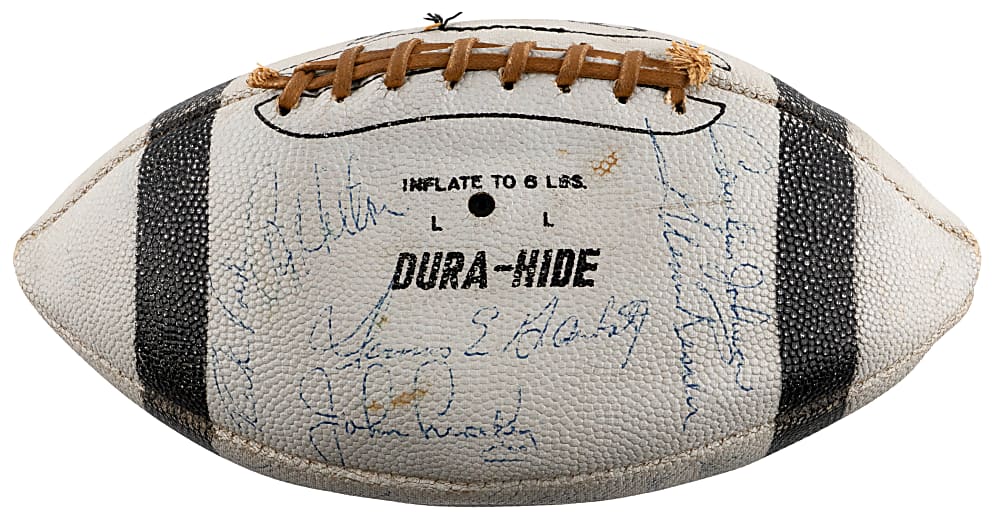1969 Baltimore Colts Team-Signed Spalding Johnny Unitas Signature Model Football - (33) Signatures with Unitas, Mackey & Rookie Year Hendricks - PSA LOA