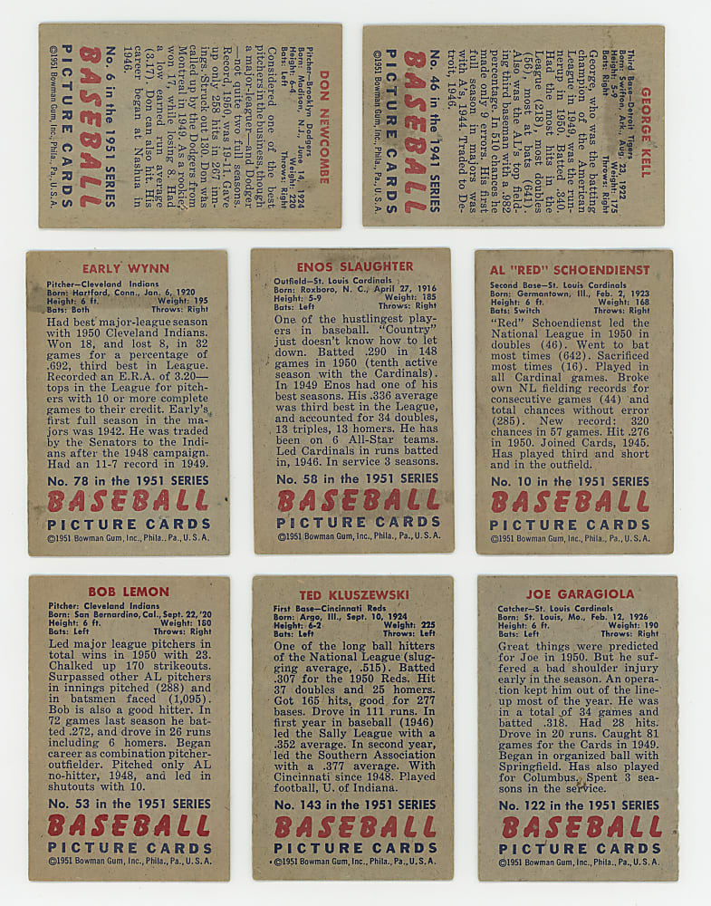 1951 Bowman Collection (182) with Starter Set (133), (41) High Numbers & Several Hall of Famers/Stars