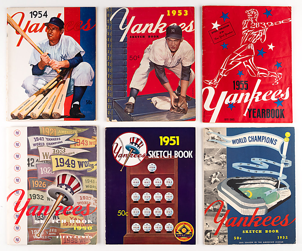 1950-1957 New York Yankees Yearbook Complete Consecutive Run of First (8) Editions