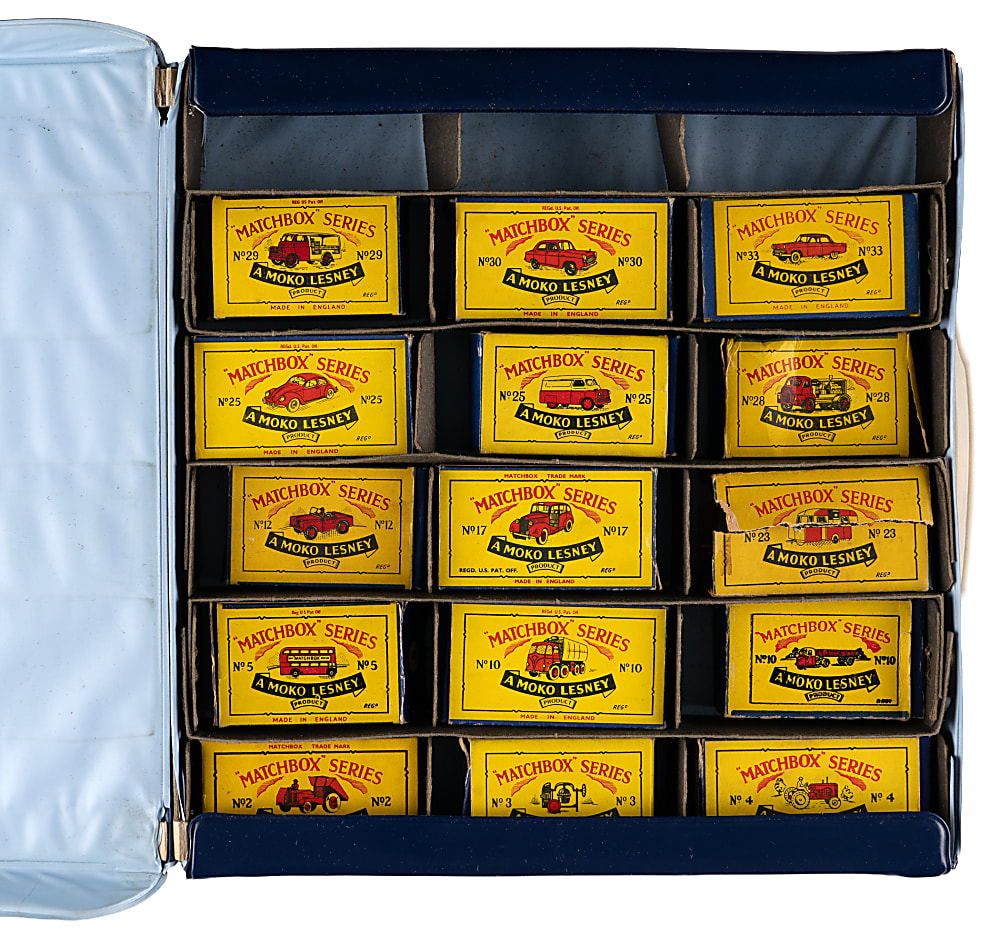 1954-1960 Matchbox Moko Lesney Collection (29) in Original B Series Factory Boxes with (2) No. 8 Carrying Cases