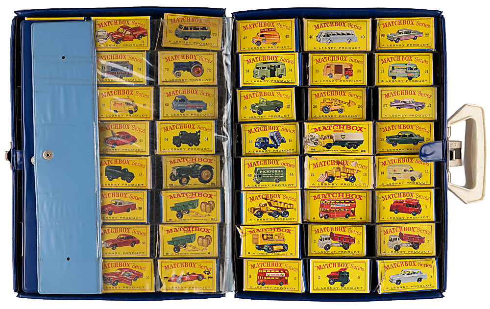 1961-1965 Matchbox Collection (48) in Original D Series Factory Boxes with 1966 Carrying Case