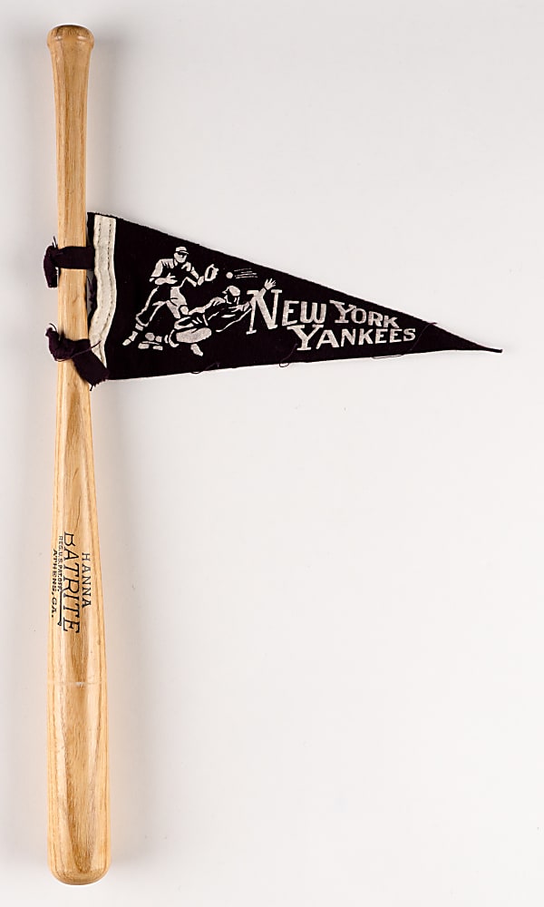 1940s-1960s New York Yankees Mini Pennant Collection (12) with Souvenir Bat & Tougher Examples