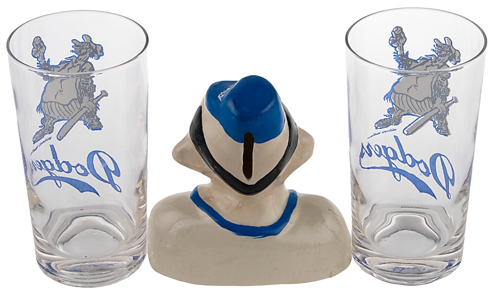 1950s Gibbs-Connor Brooklyn Dodgers Razor Blade Depository Plus (2) Vintage Glasses