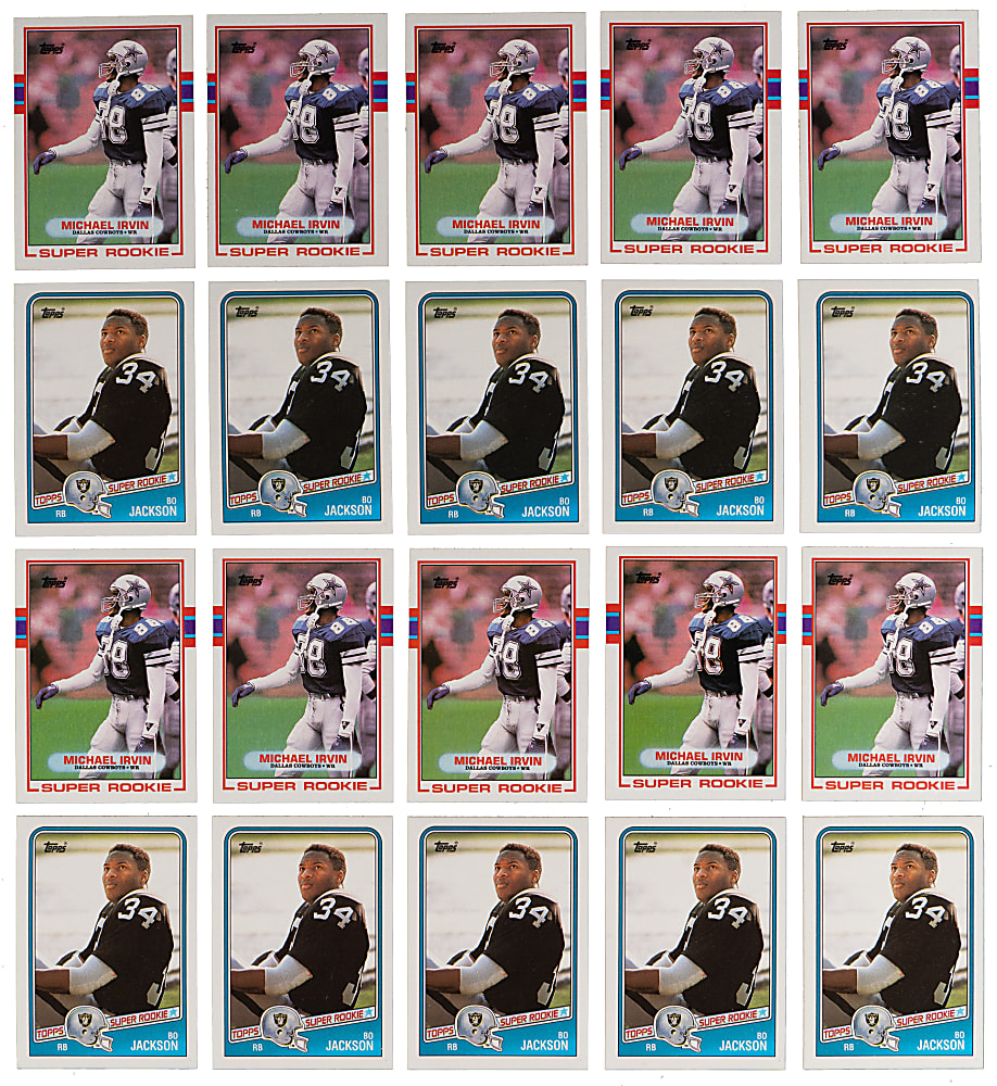 1988 & 1989 Topps Football Complete Set Hoard (40) with Bo Jackson & Michael Irvin Rookies