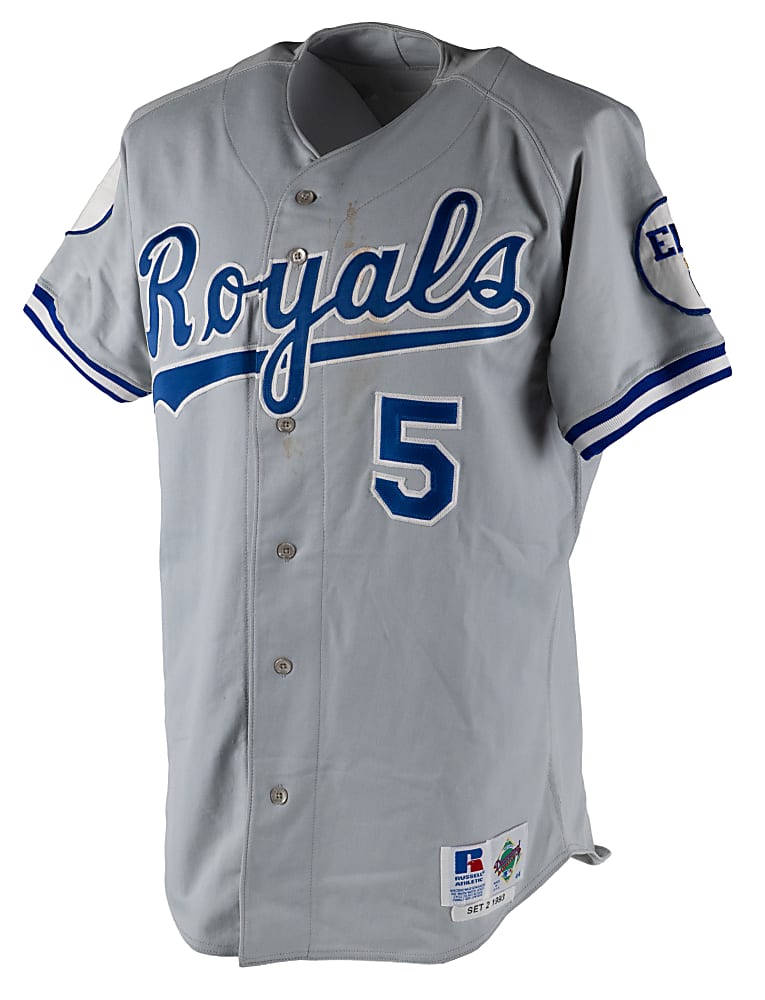 1993 George Brett Kansas City Royals Game-Used Road Jersey with EMK Patch - Phil Wood LOA