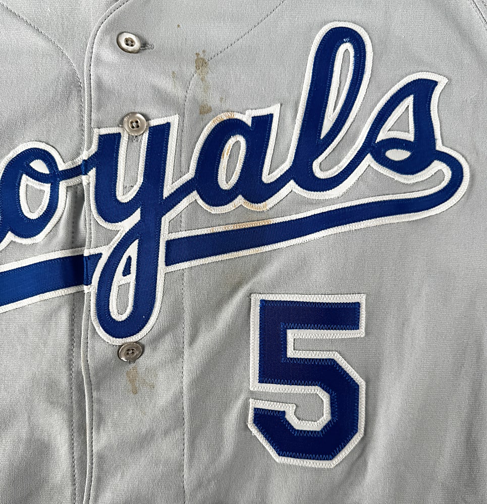 1993 George Brett Kansas City Royals Game-Used Road Jersey with EMK Patch - Phil Wood LOA