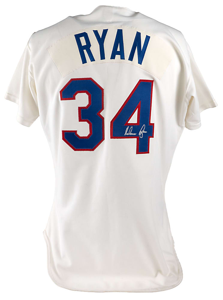 1987 Nolan Ryan Texas Rangers Signed Professional Model Introductory Jersey with Phil Wood LOA