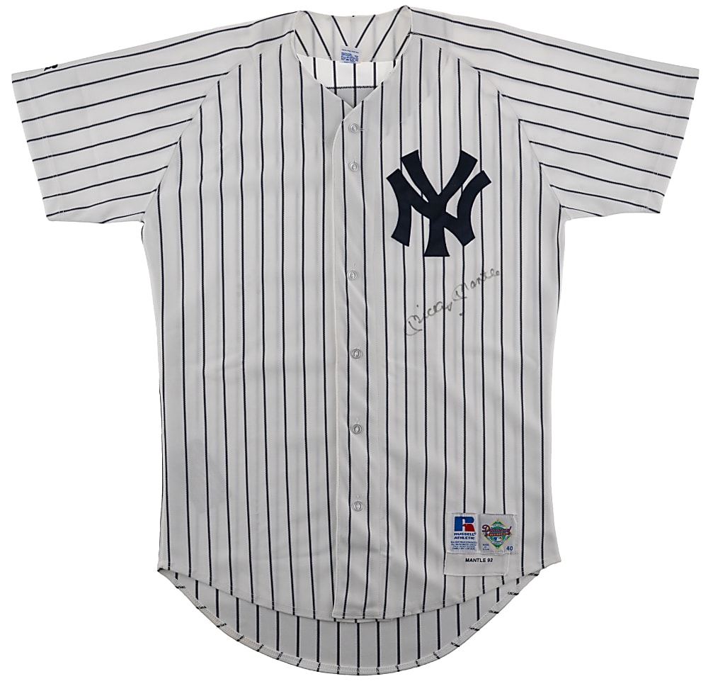 1992 Mickey Mantle Signed New York Yankees Old-Timers Day Jersey
