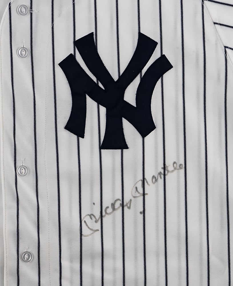 1992 Mickey Mantle Signed New York Yankees Old-Timers Day Jersey
