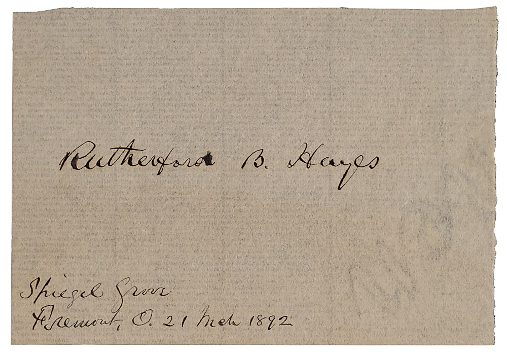 Rutherford B. Hayes Cut Signature with Beckett LOA