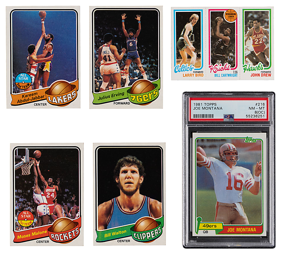 1979-1981 Topps Football & Basketball Hall of Fame Group (6) with 1981 Topps Joe Montana PSA 8 Rookie