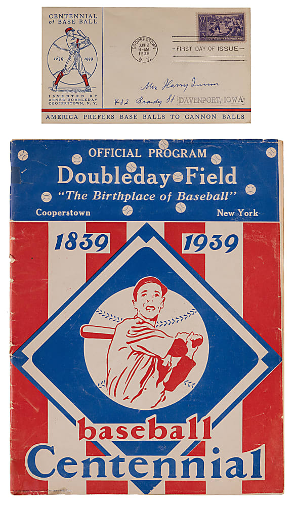 1939 Baseball Centennial Program Signed By (4) Plus 1939 First Day Cover