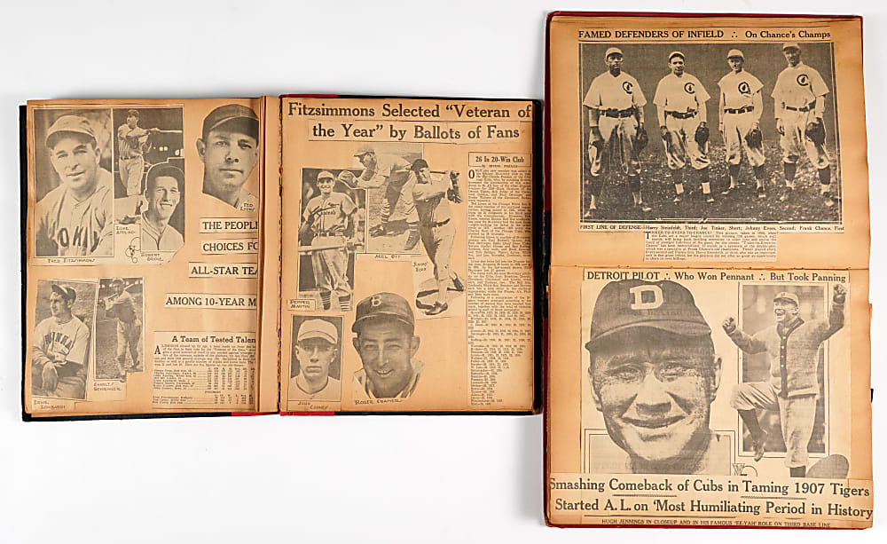 Circa 1930s Baseball Scrapbook Collection (8) with Babe Ruth & Lou Gehrig - Loaded with Pre-War Material